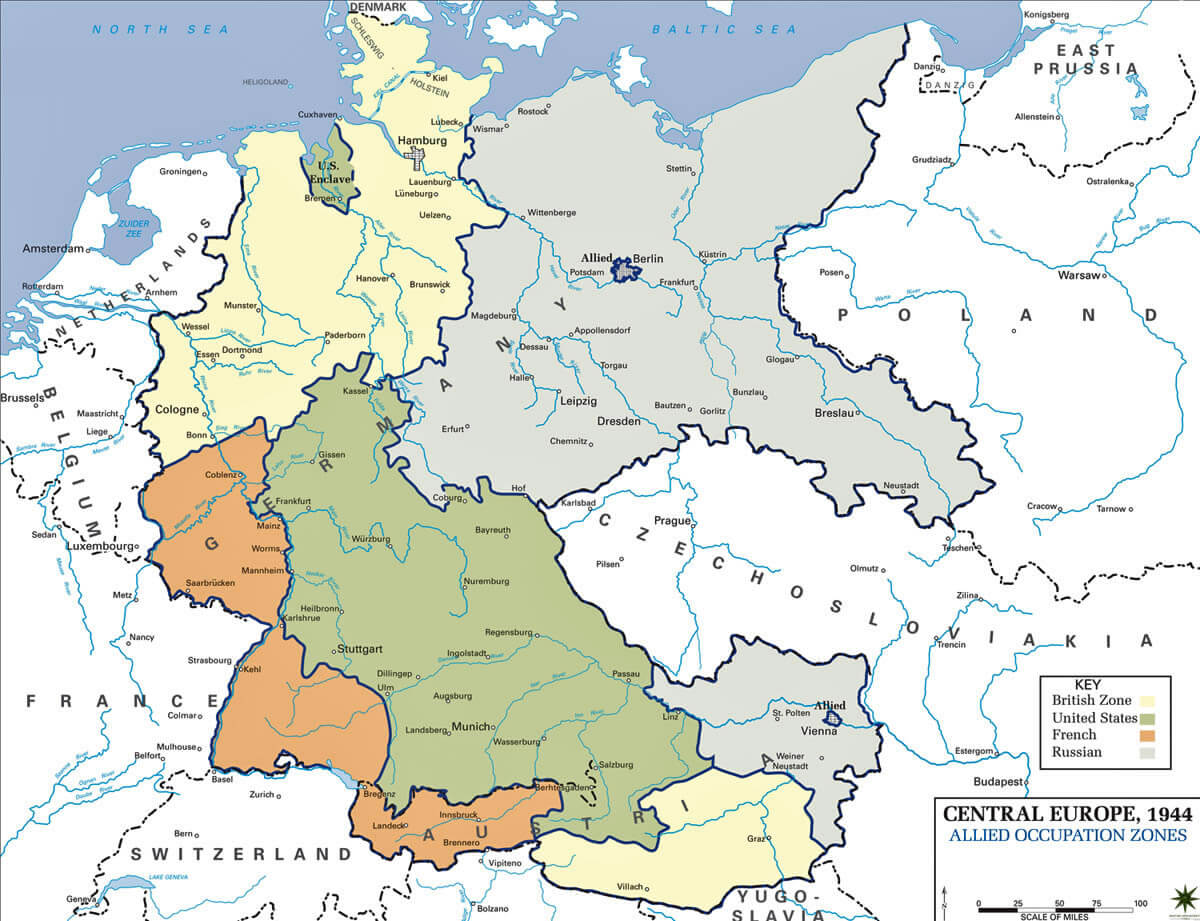 Central Europe Map 1945