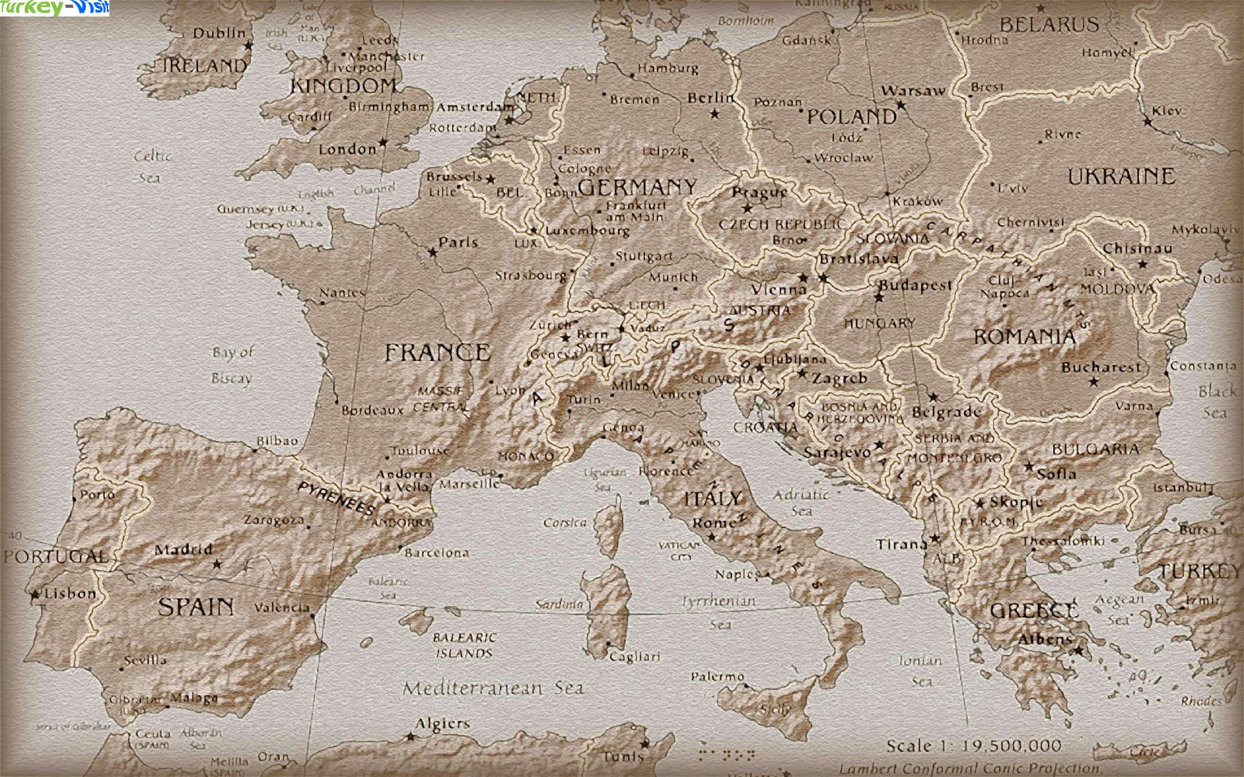 Europe Terrain Map