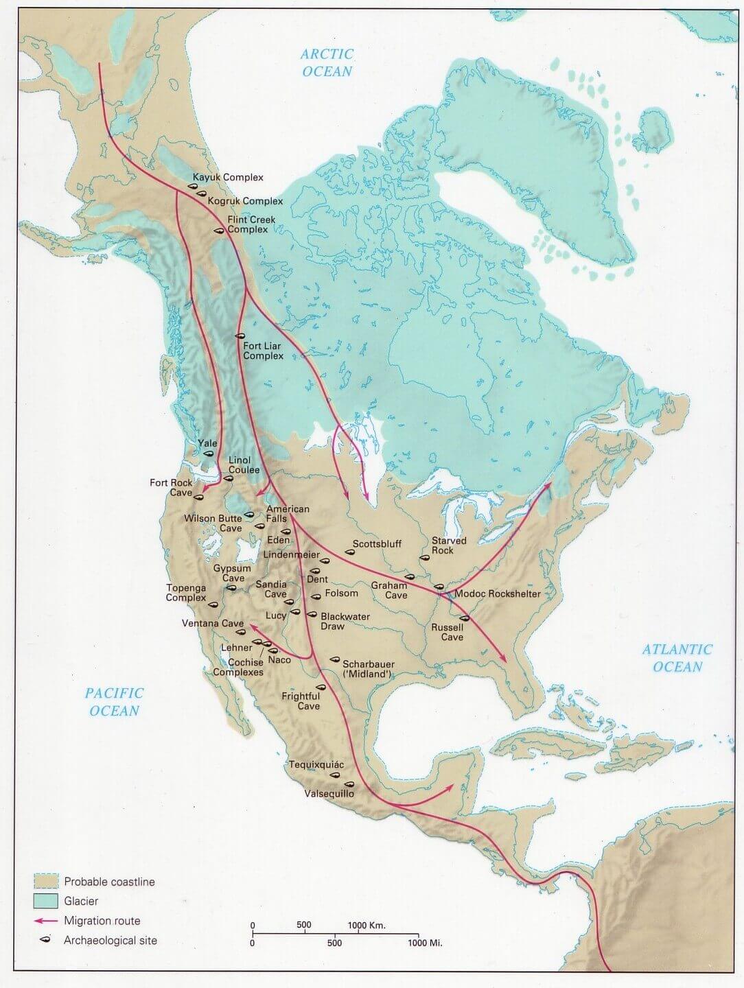 Early Man Coming to America Map 8000 BC