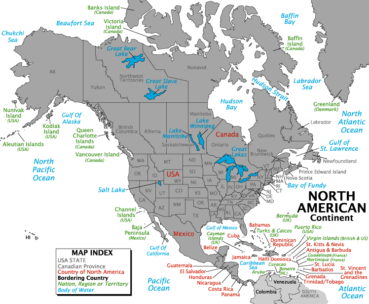 North America States Map
