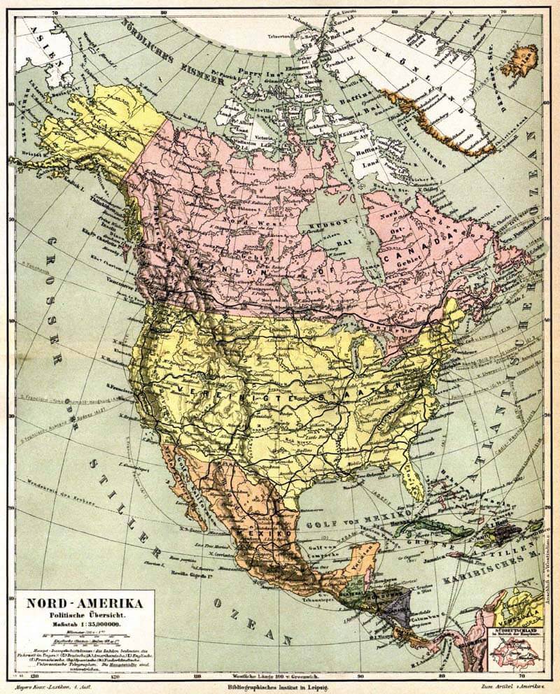 North America Map in 1888