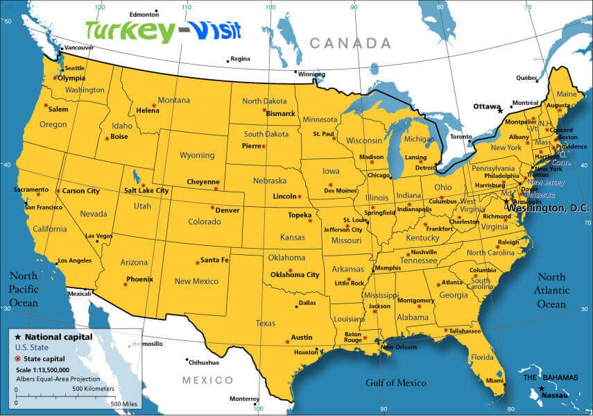 North America Map US Cities