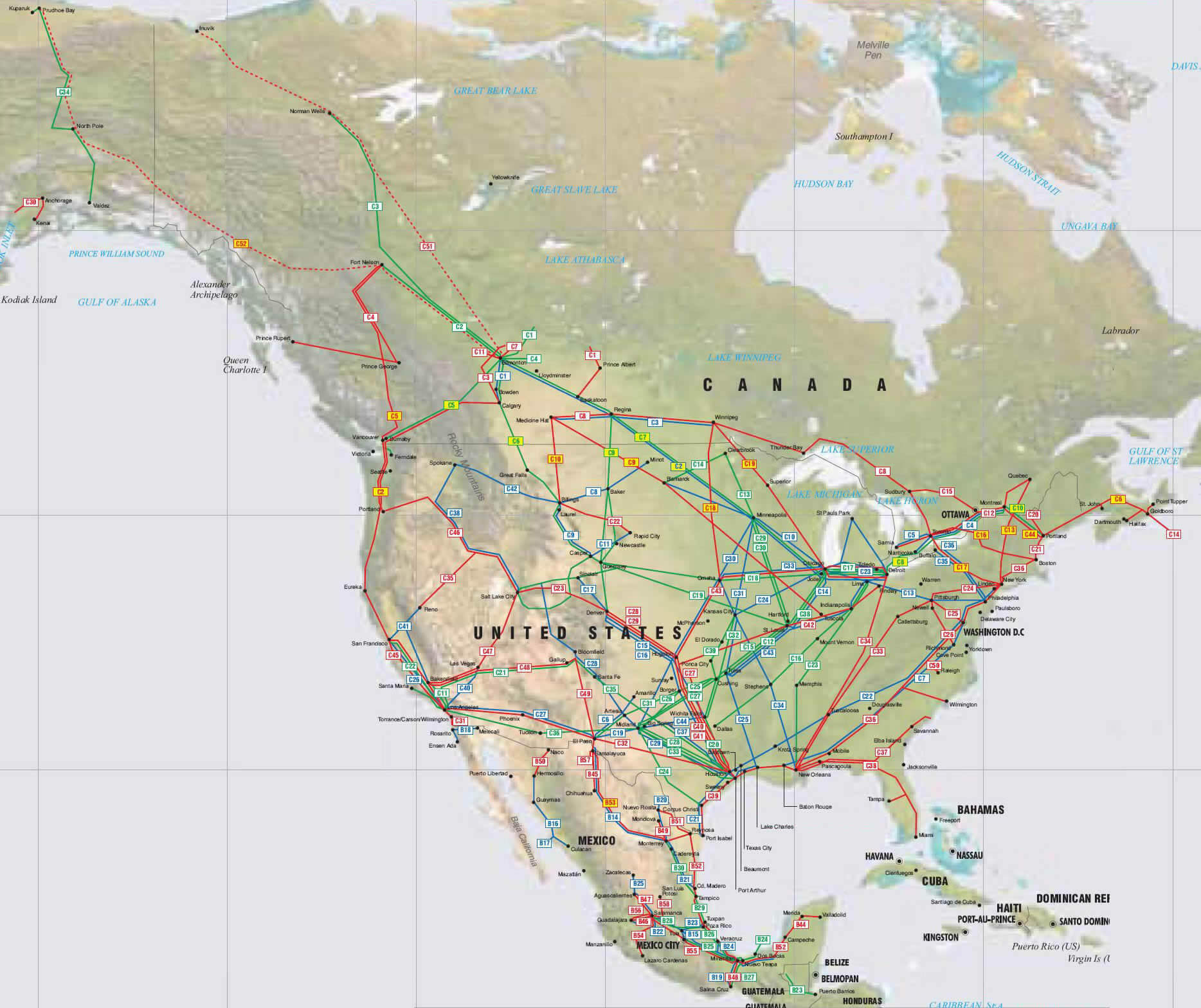 North America Pipelines Map