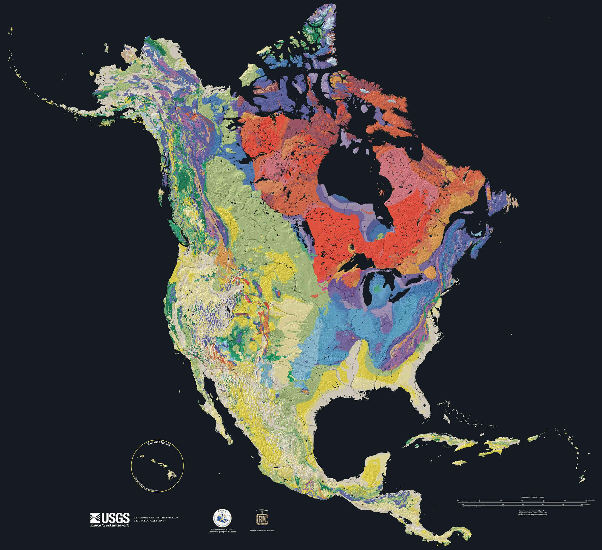 Structural Geology of North America Map 2003