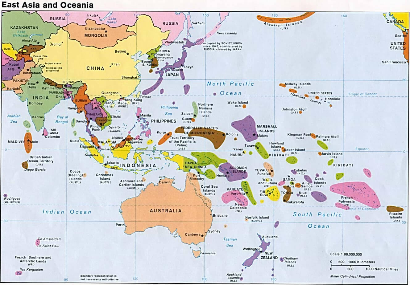 East Asia Oceania Political 1992