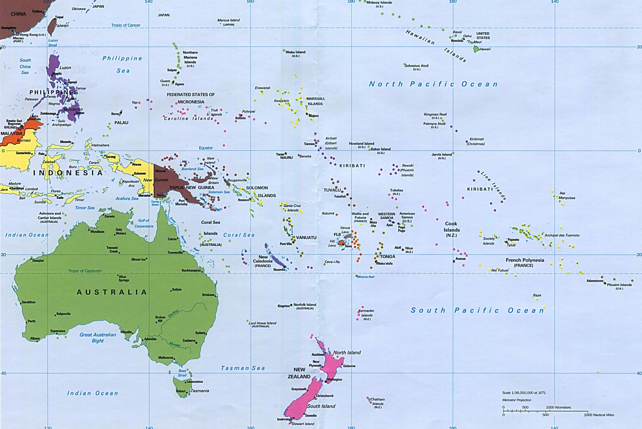 Oceania Countries Political Map