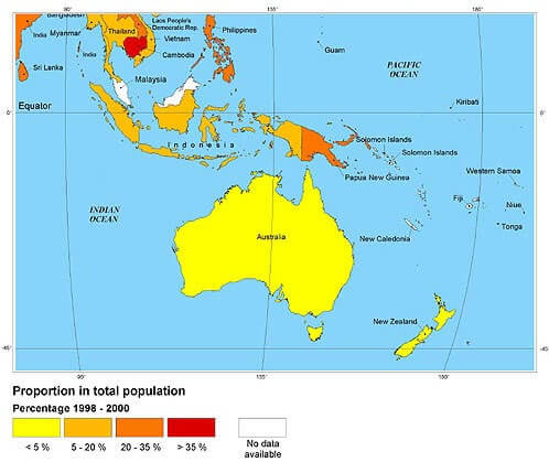 Oceania Population Map