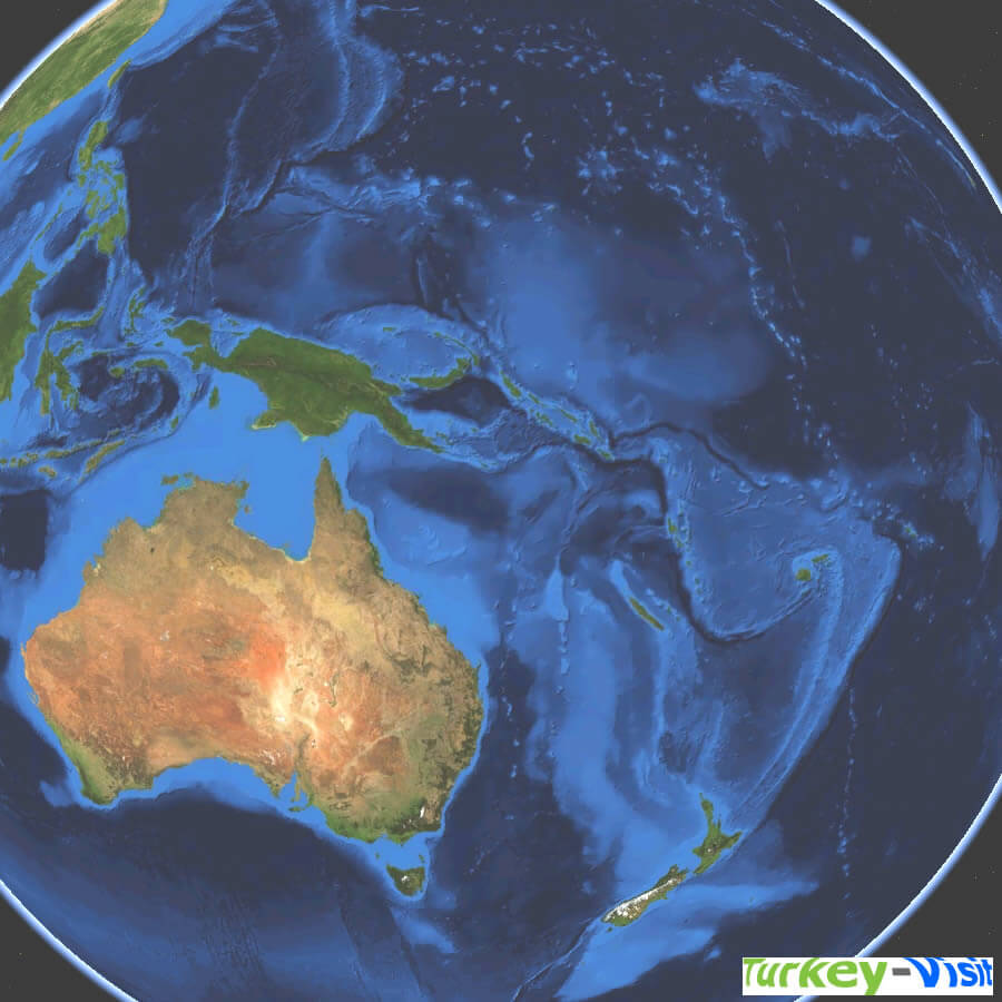 Oceania Satellite Map