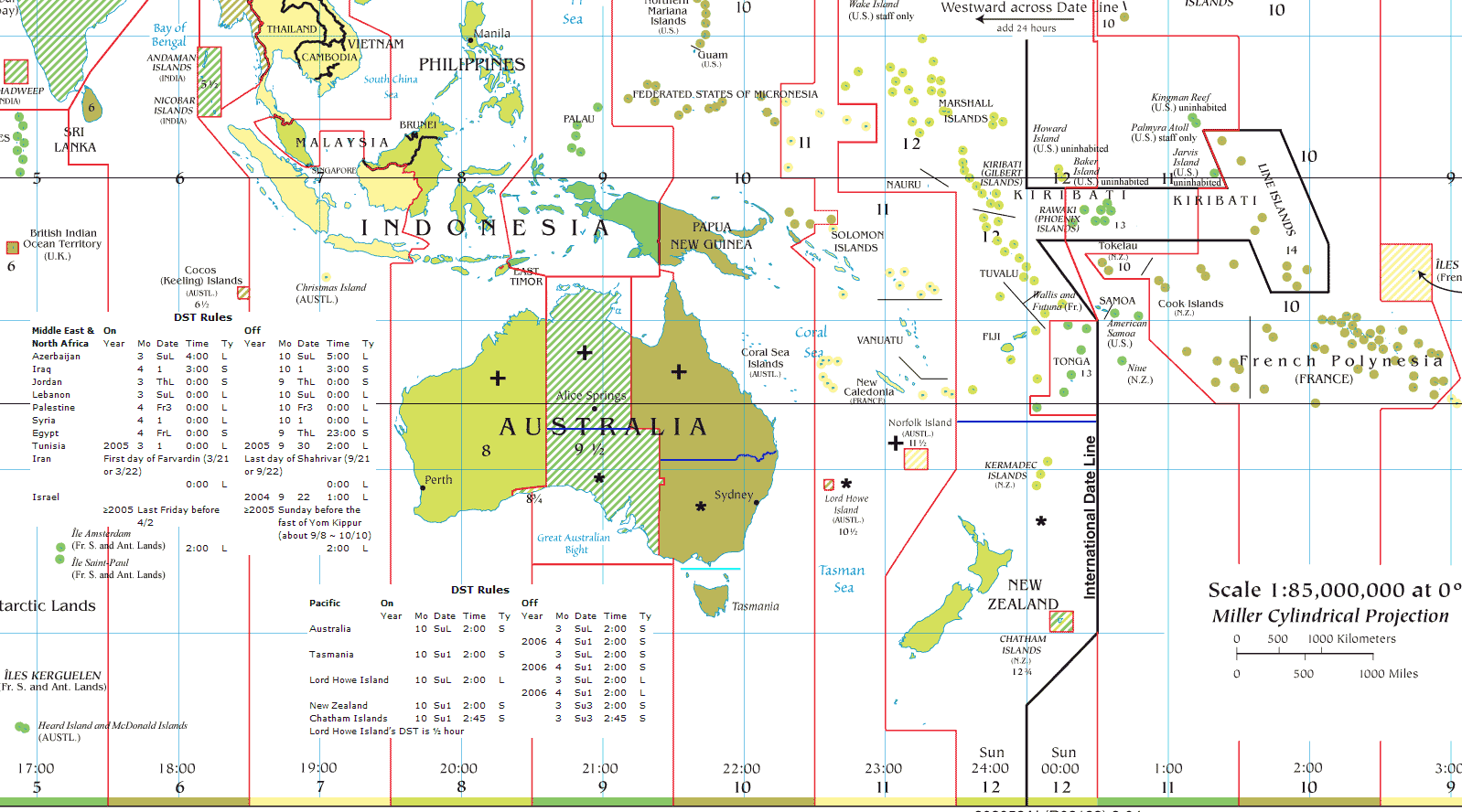 Oceania Time Zones Map