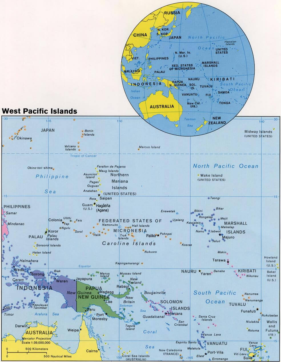 West Pacific Islands Map 1998