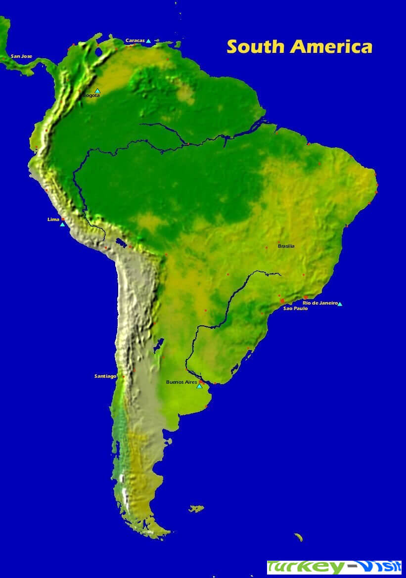 Physical Map of South America