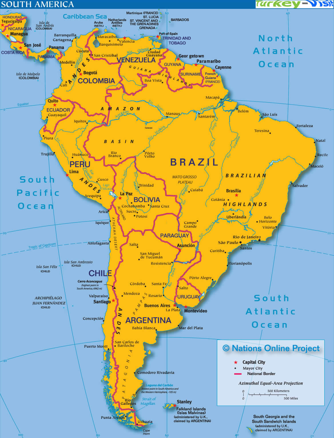 South America Cities Map South America Cities Map