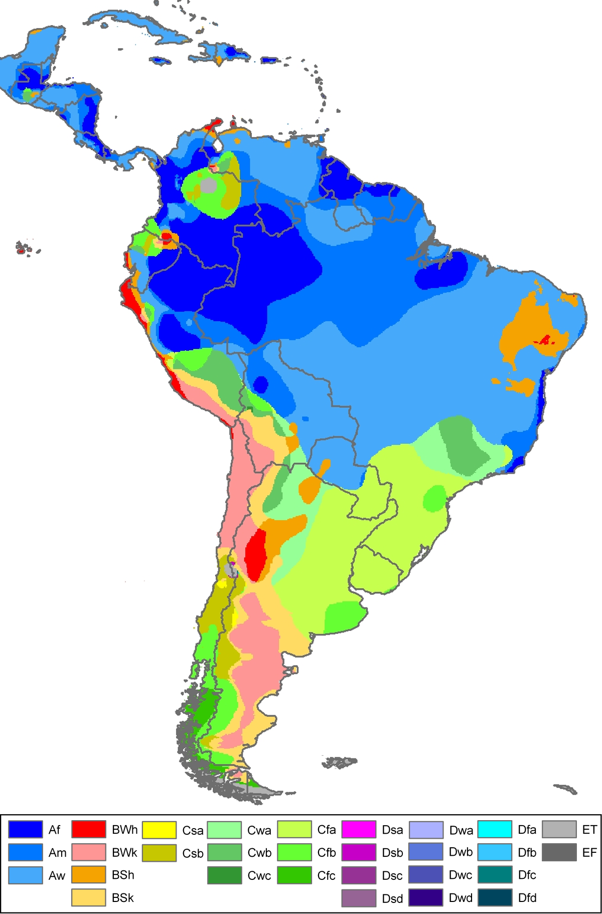 South America Koppen Map