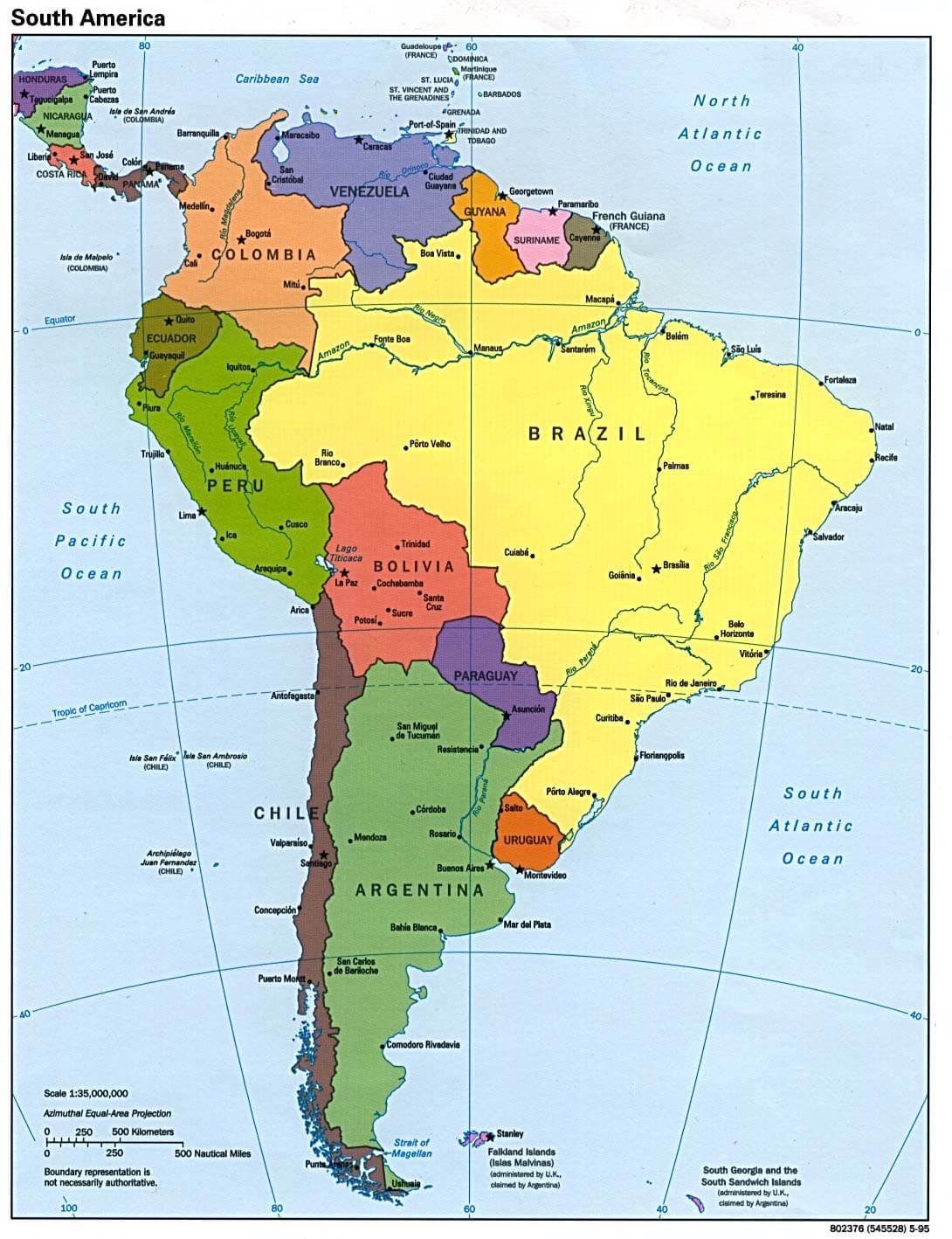 South America Political Map 1995