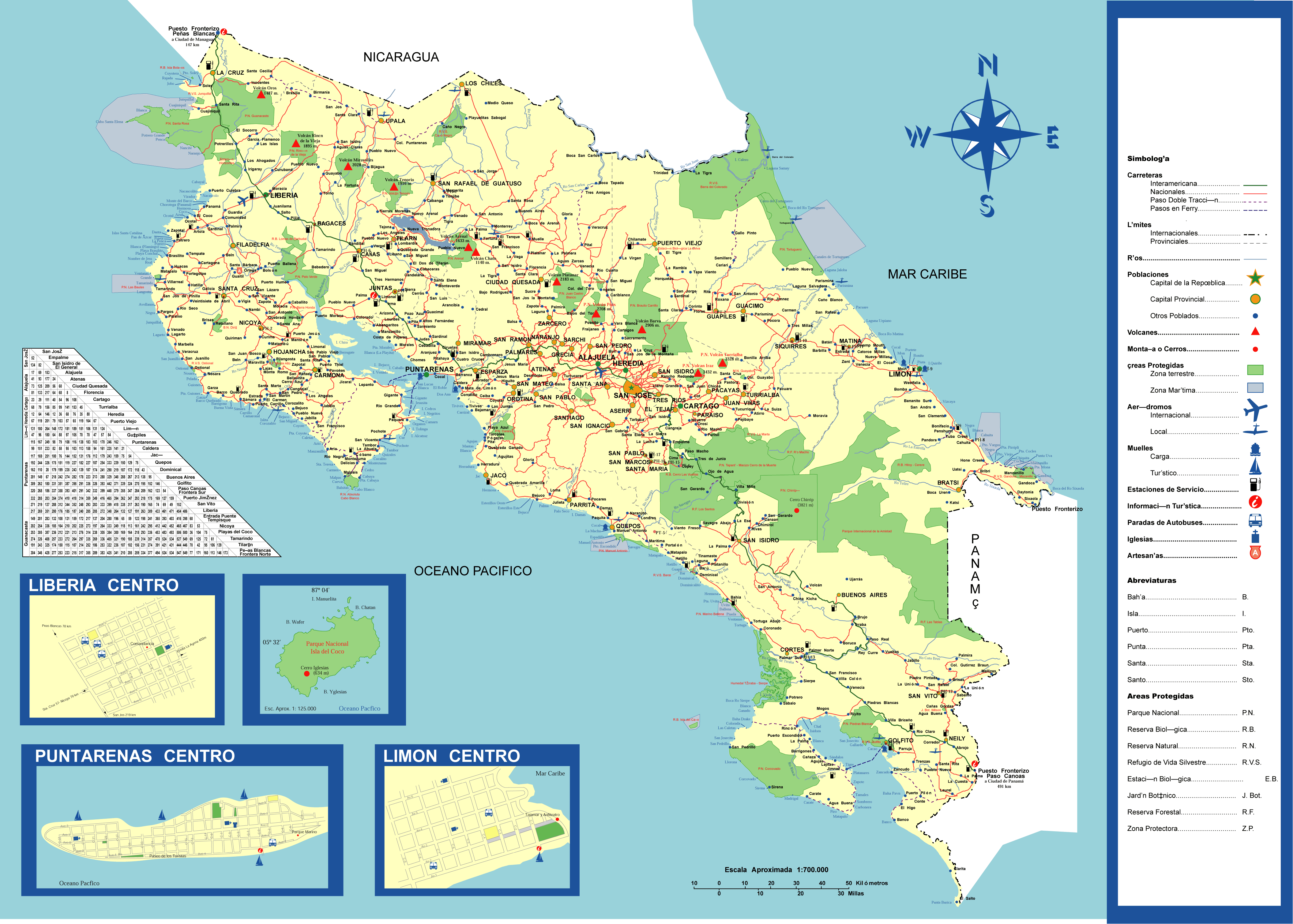 Costa Rica Detailed Map