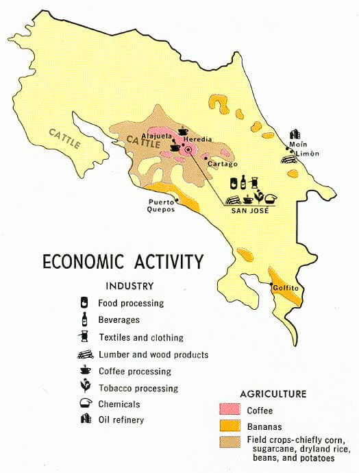 Costa Rica Economic Activity Map 1970