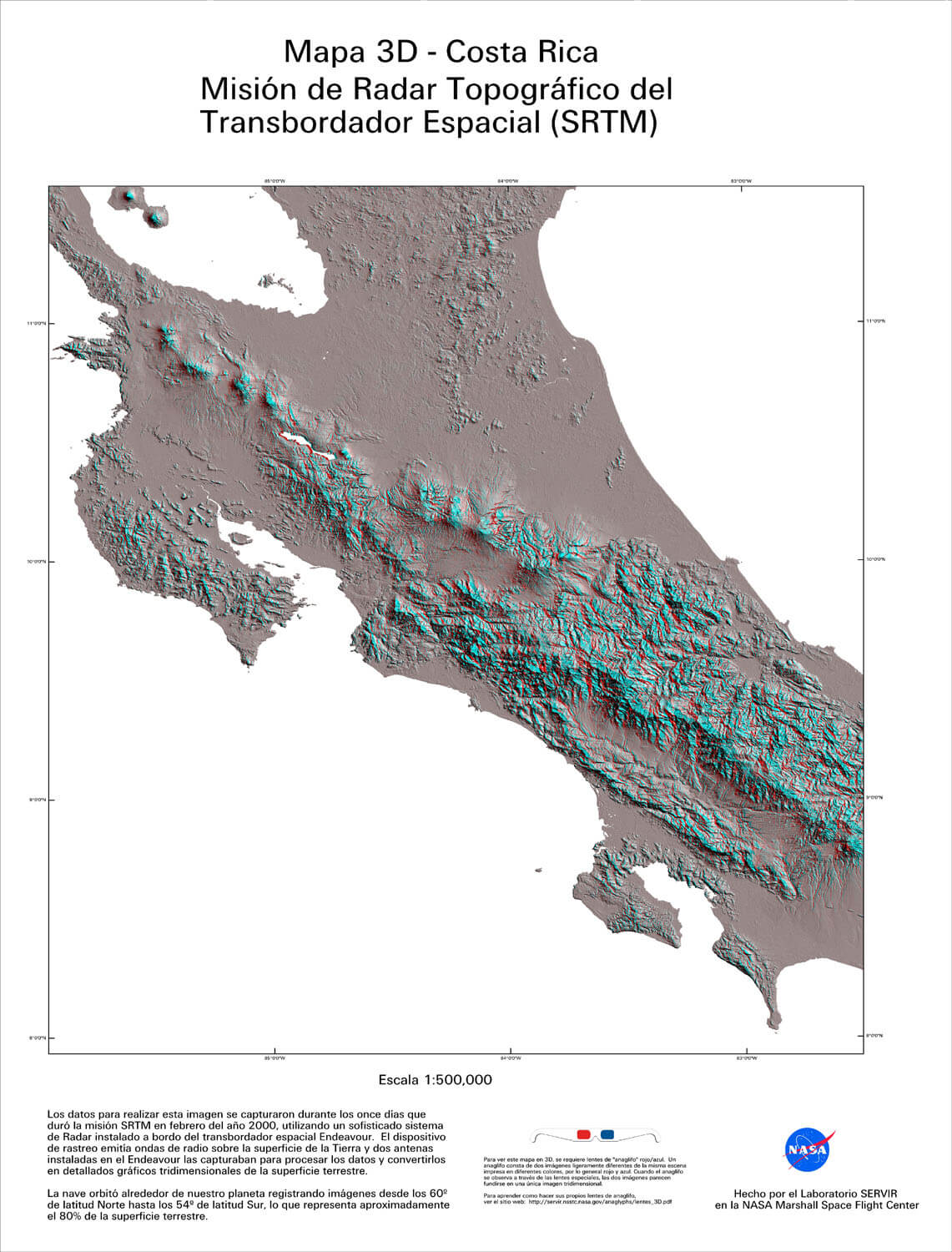 Costa Rica Topografic Map