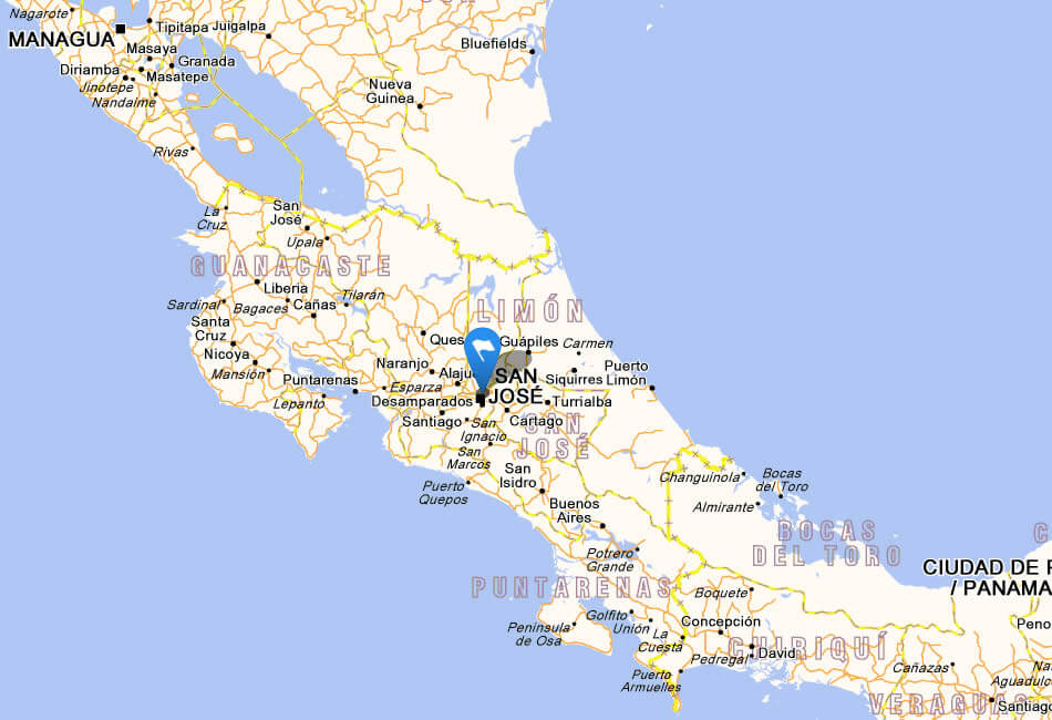 map of costa rica
