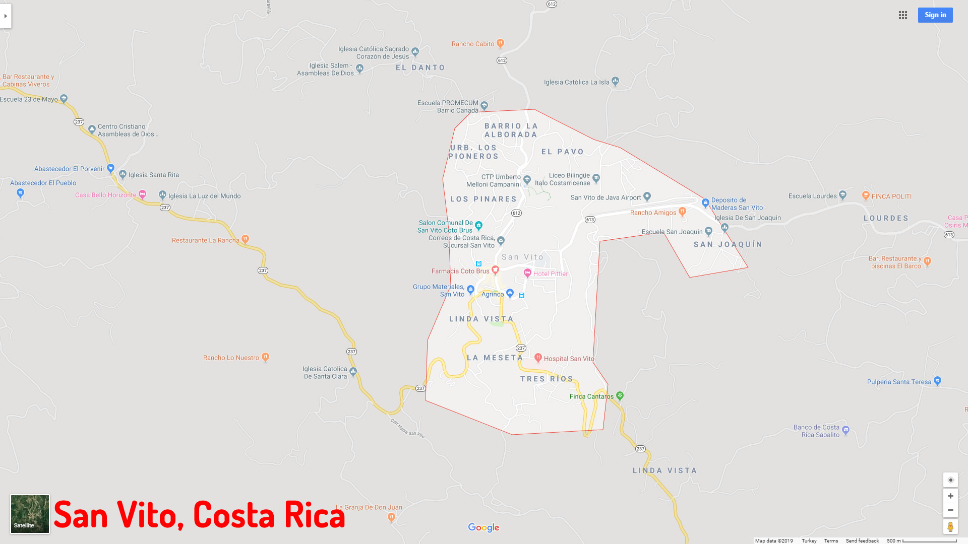San Vito map Costa Rica