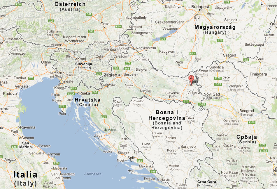 map of Osijek croatia