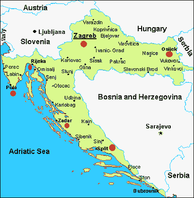 croatia map Zadar