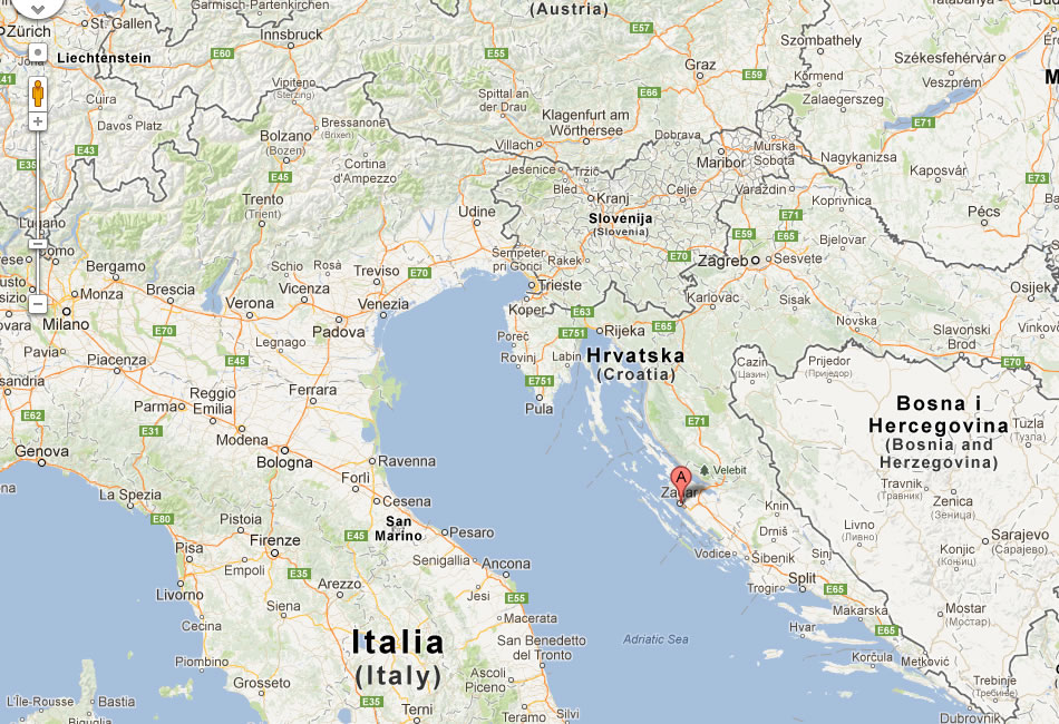 map of Zadar croatia