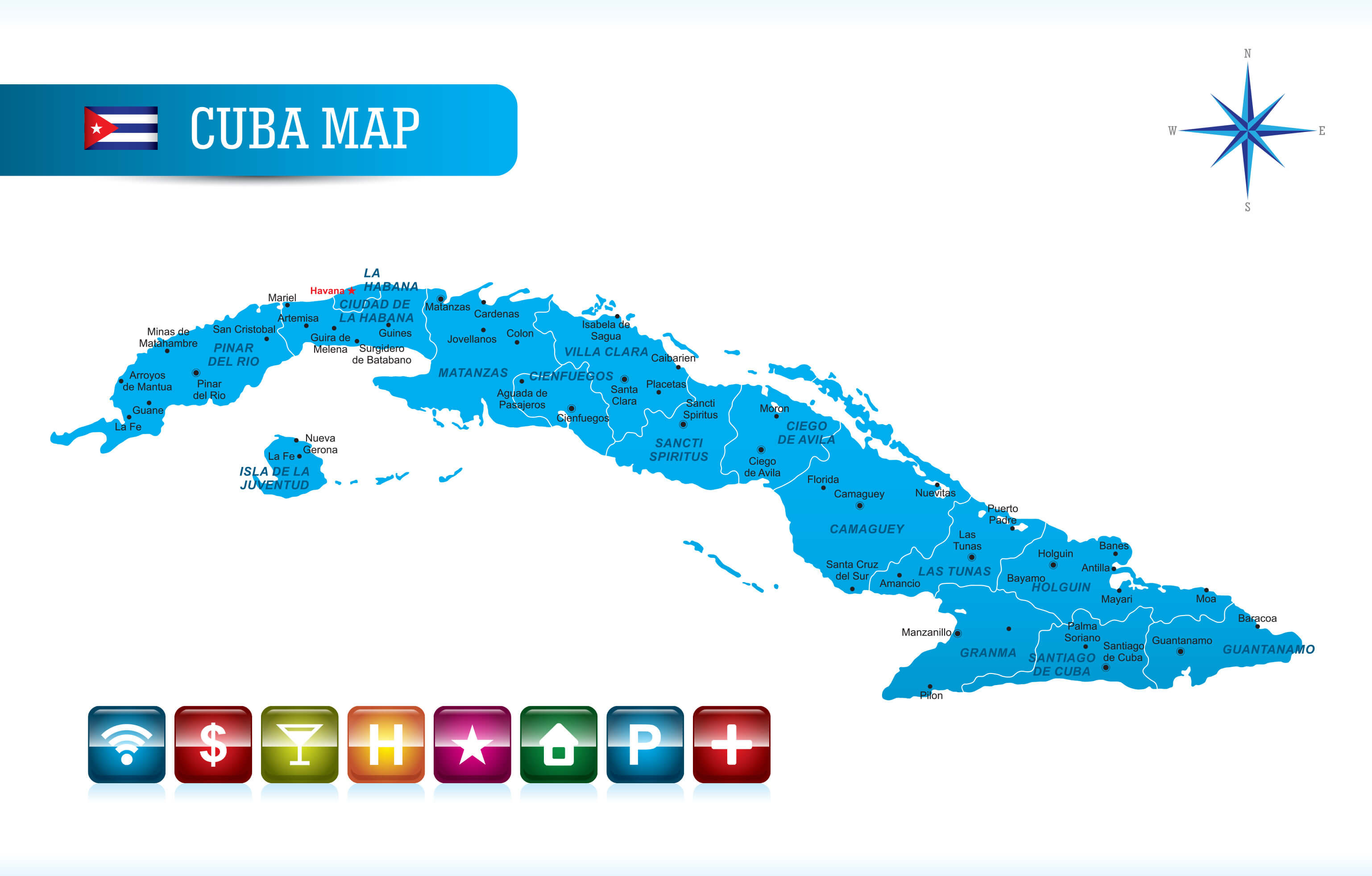 Cuba Map with Navigation