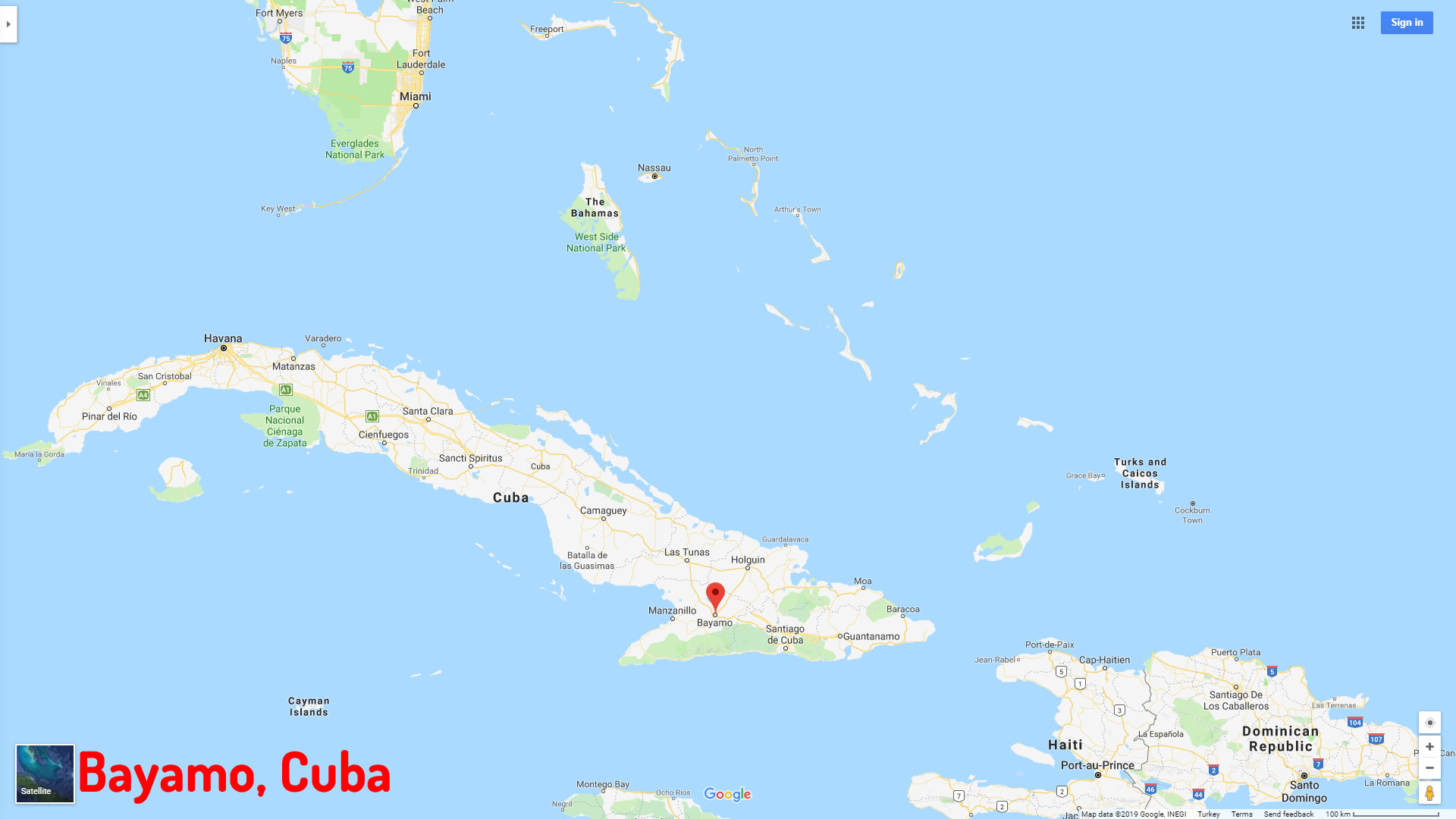 Bayamo map Cuba