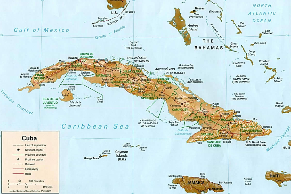 Cuba Physical Map