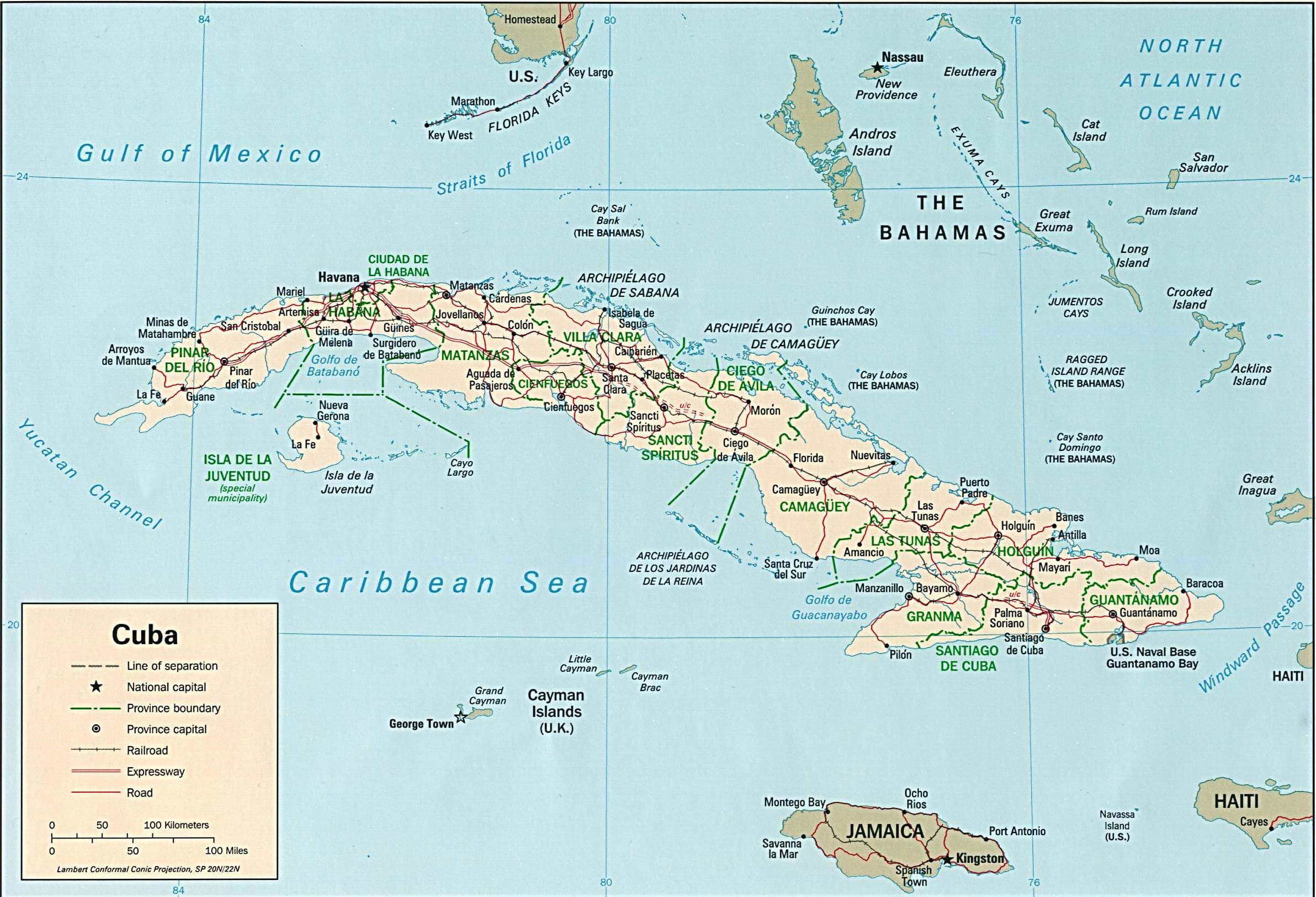 Cuba Political Map 1994