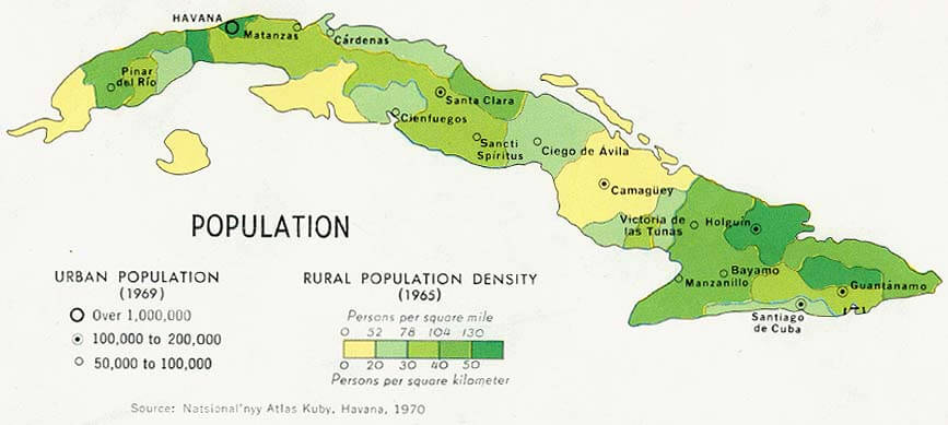 Cuba Population Map 1977