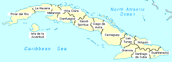 Cuba Regions Map