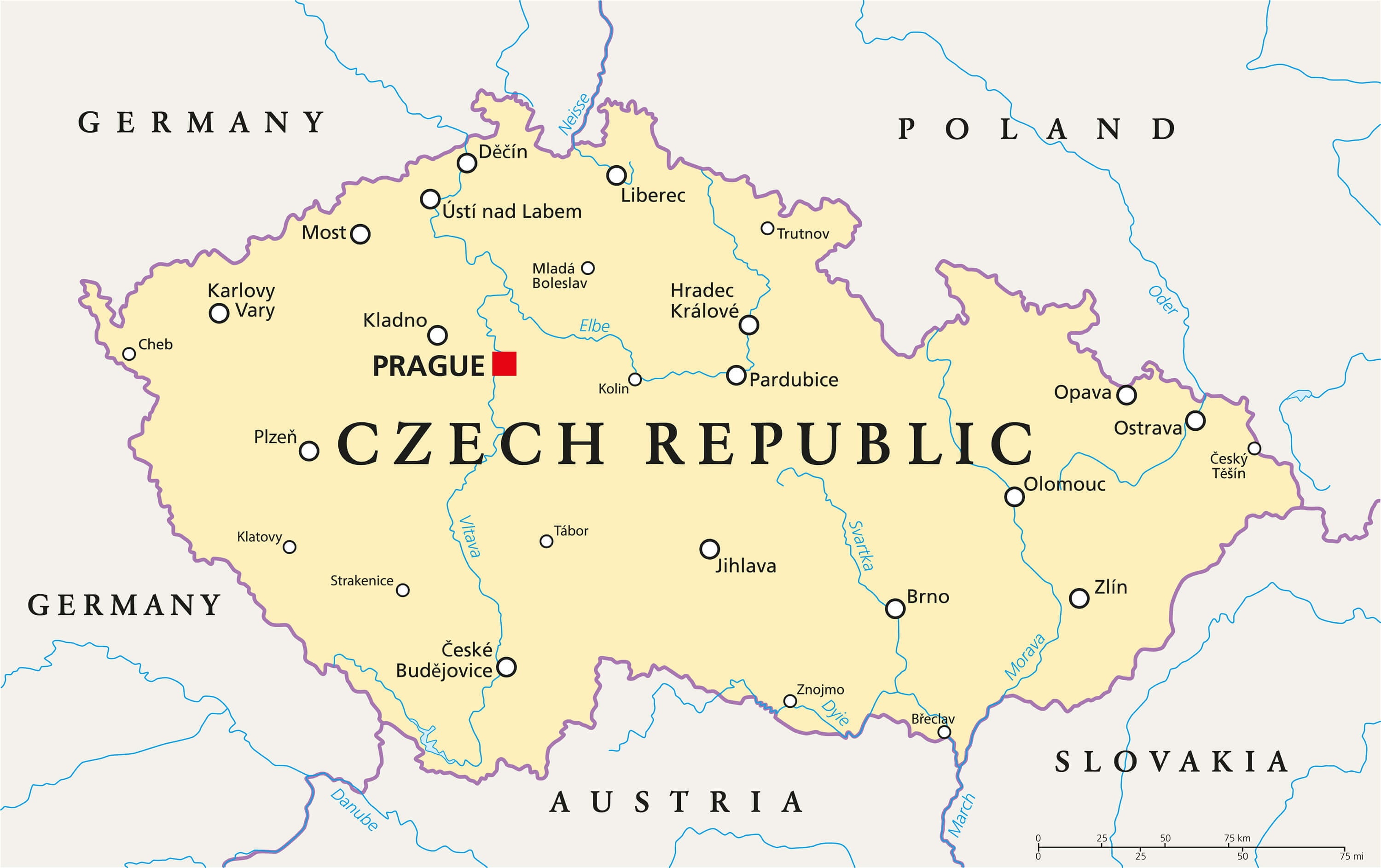 Political Map Of Czech Republic - United States Map
