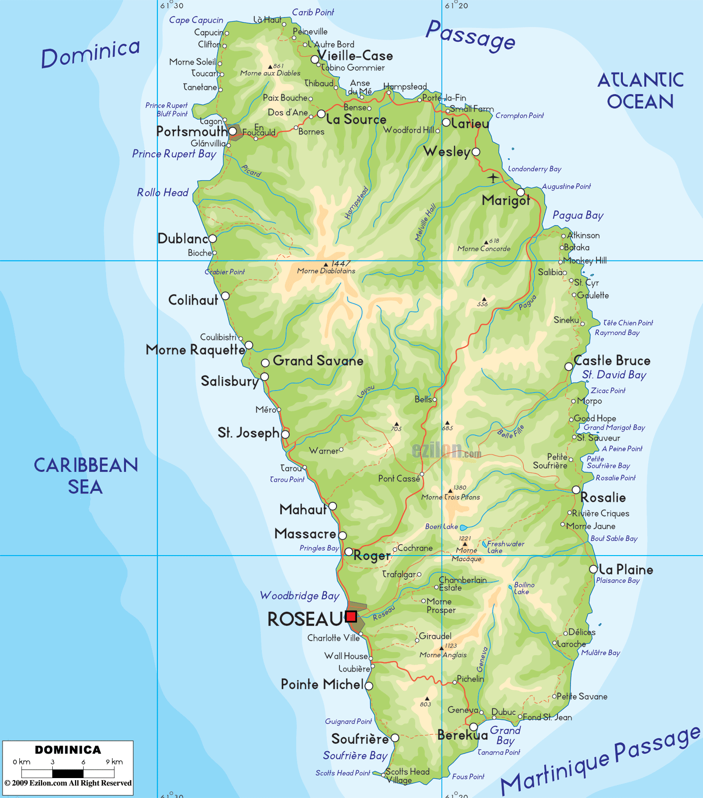 dominica physical map