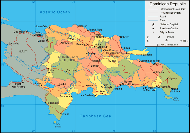 MAP OF DOMINICAN REPUBLIC