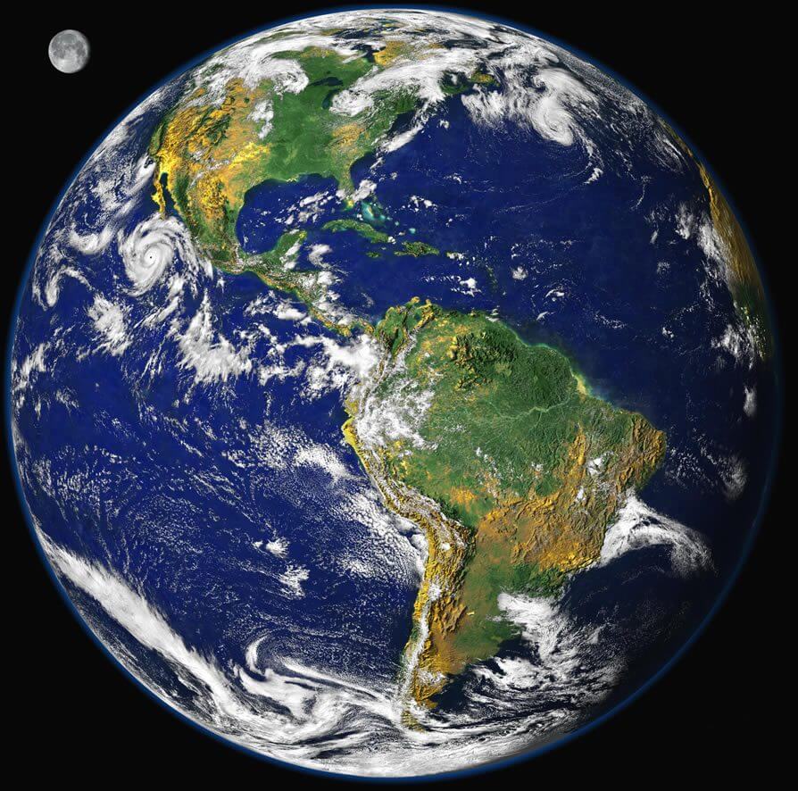 South America and Earth map