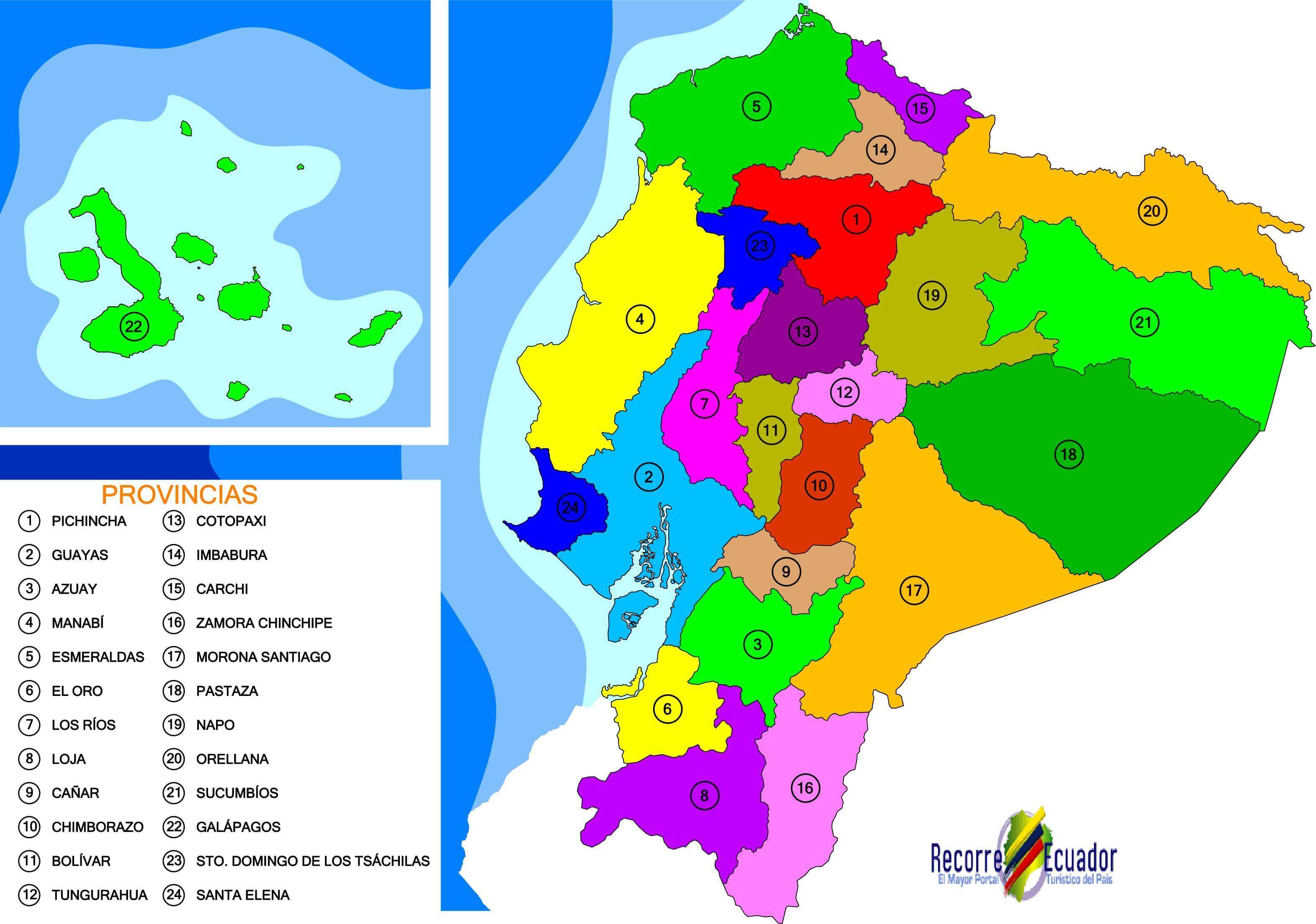 Political Map of Ecuador Cities