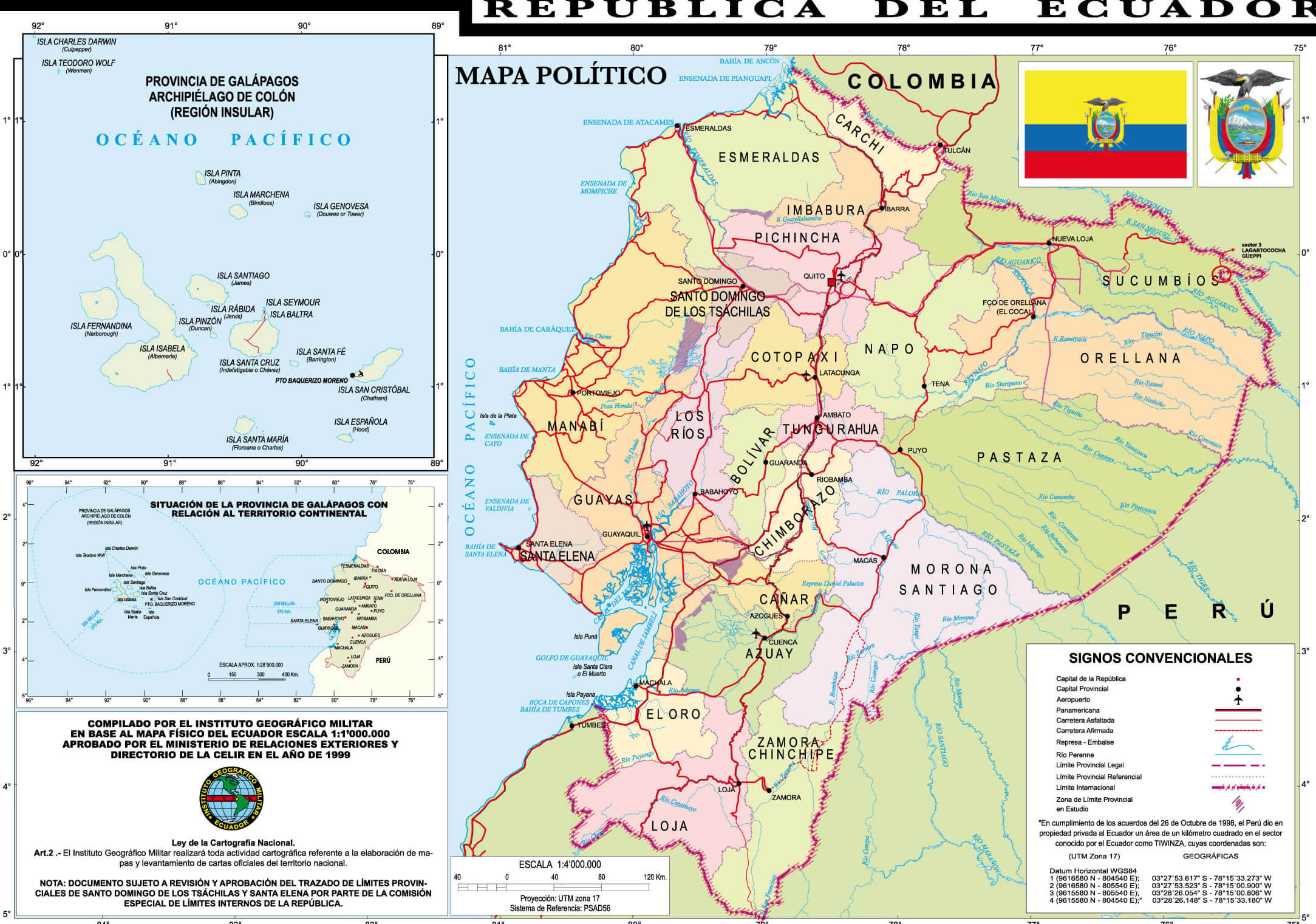 Political Map of Ecuador 1999