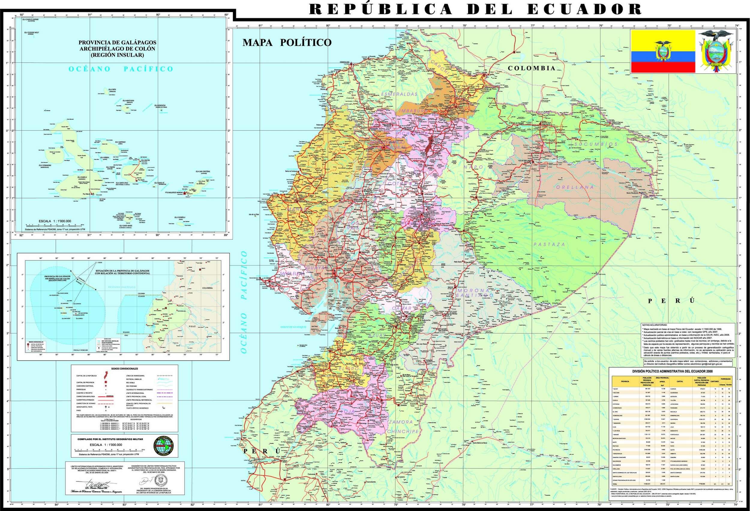 Political Map of Ecuador 2009
