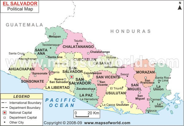 El Salvador Regions Map