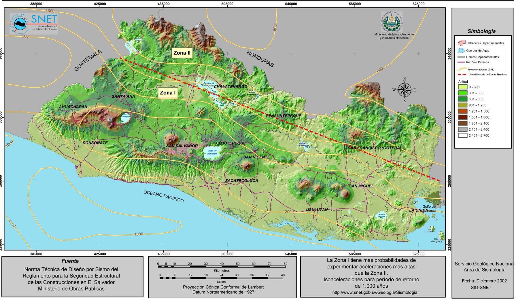 Seismicity Map of El Salvador
