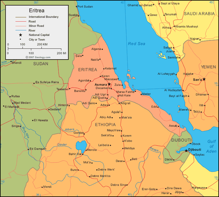 MAP OF ERITREA