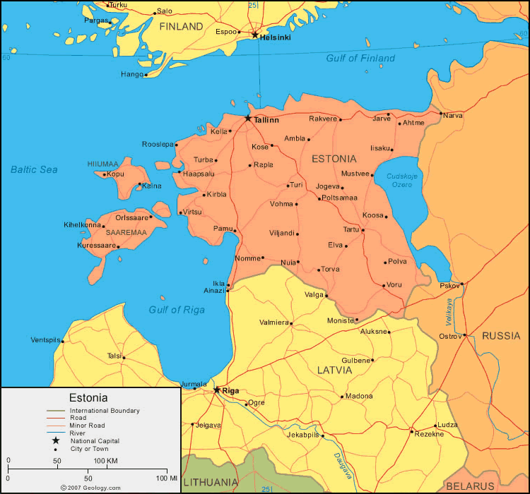 MAP OF ESTONIA