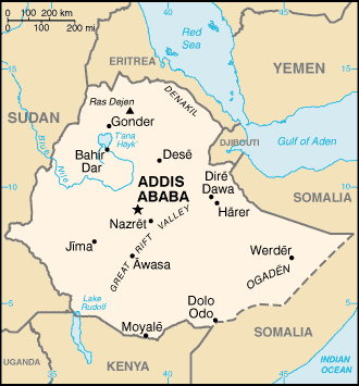 addis ababa map ethiopia