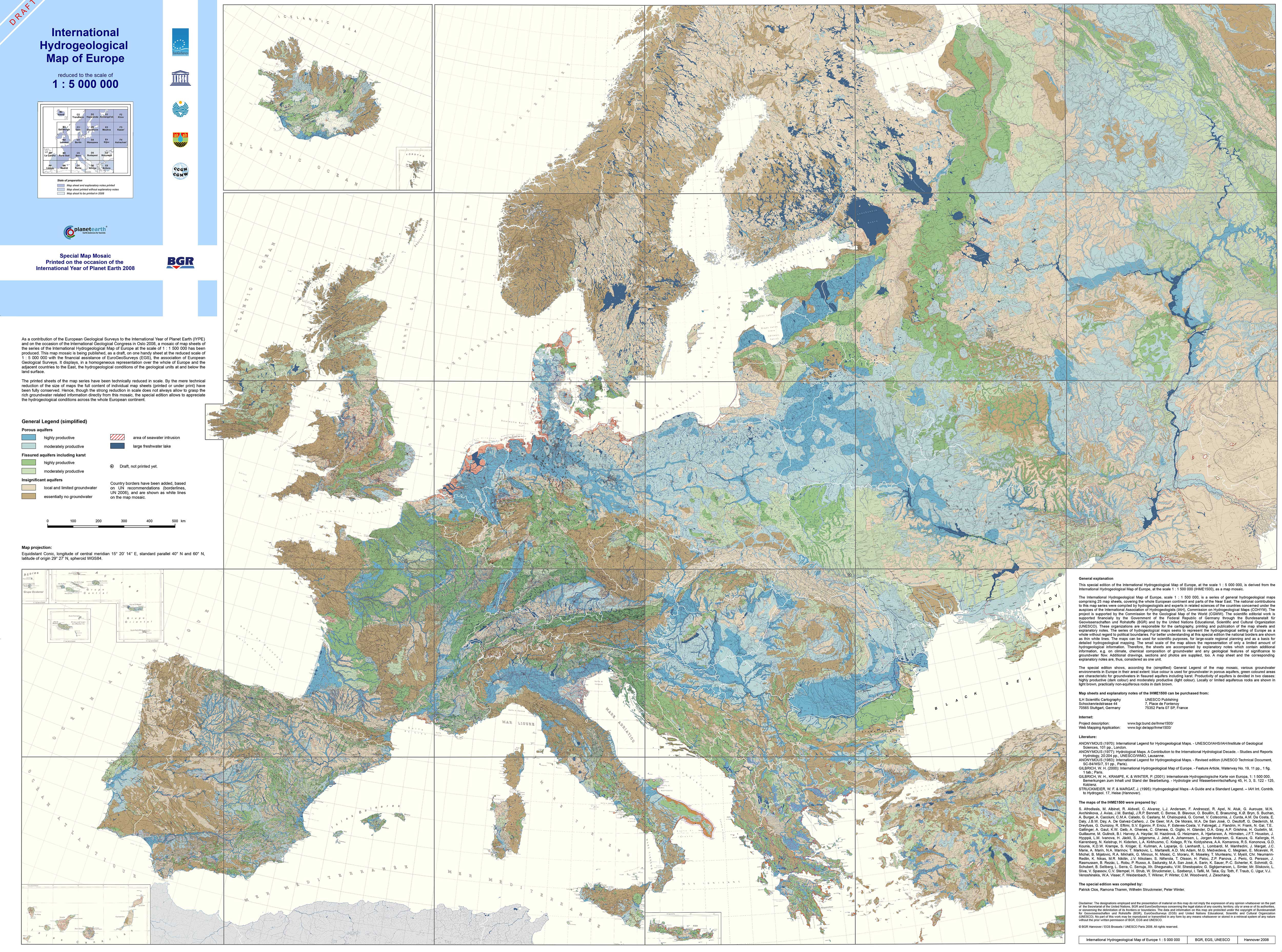 Europe Water (Hydrogeology) Map 2023