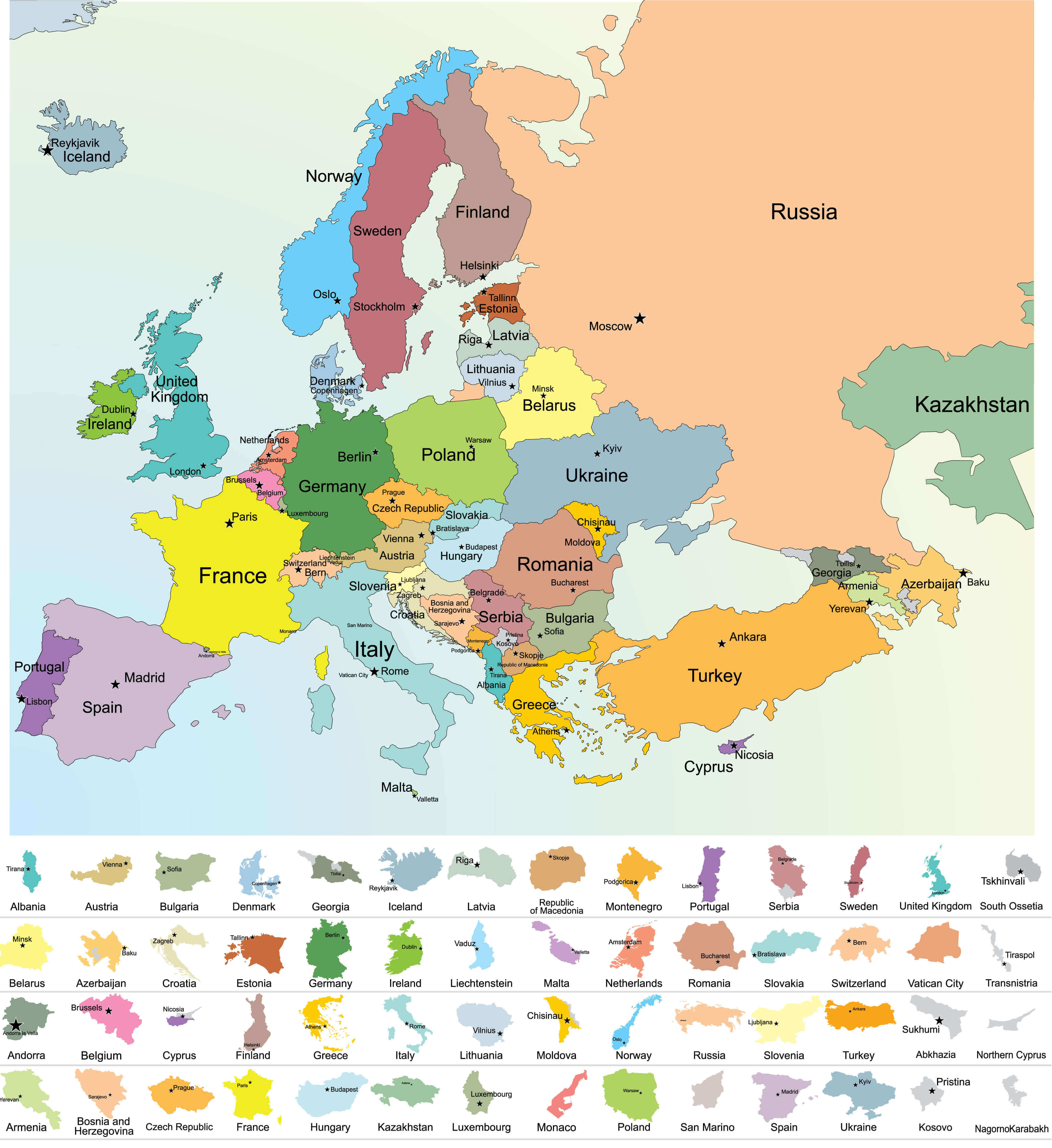 Map Of Europe Country Names