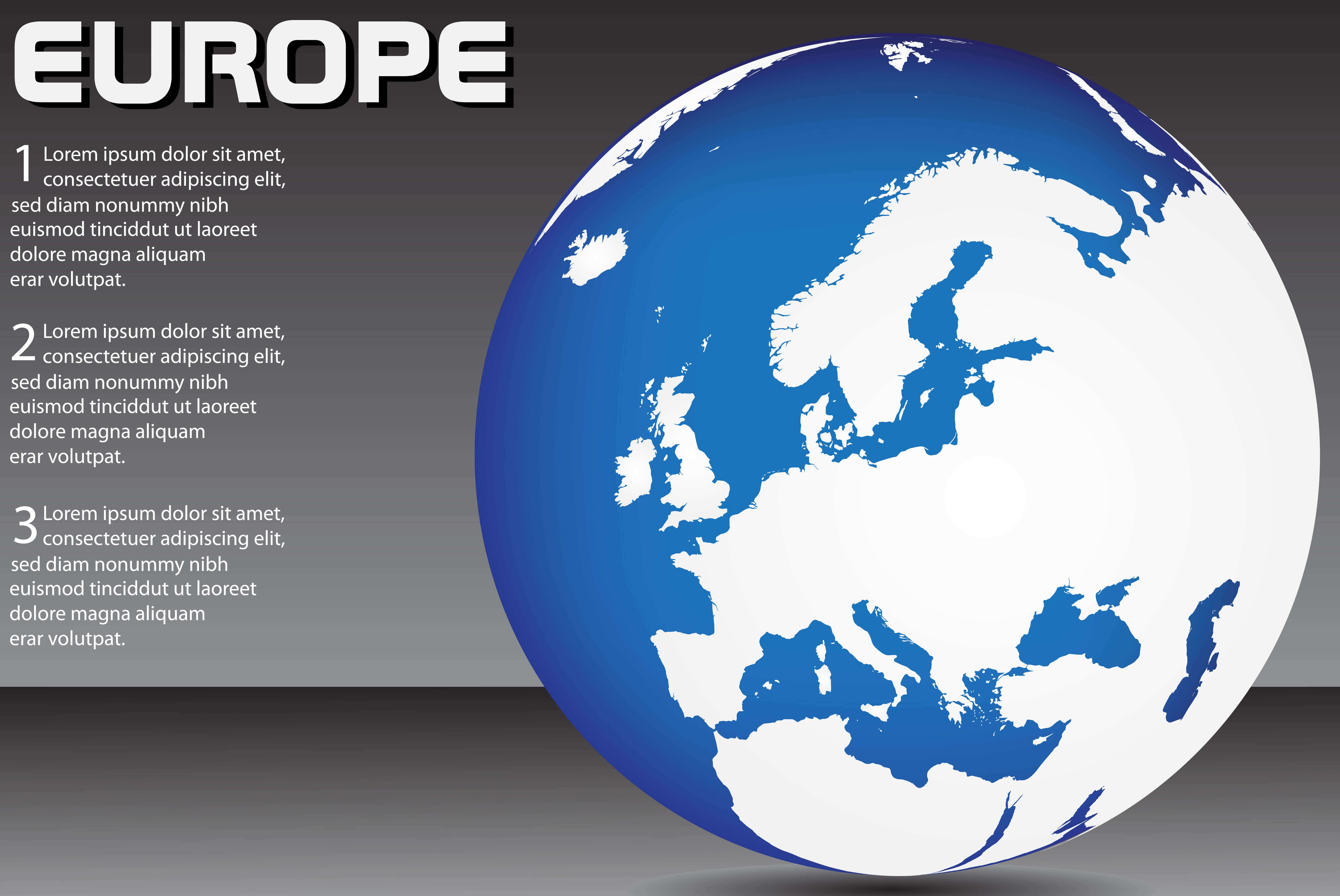 Europe map on world Globe