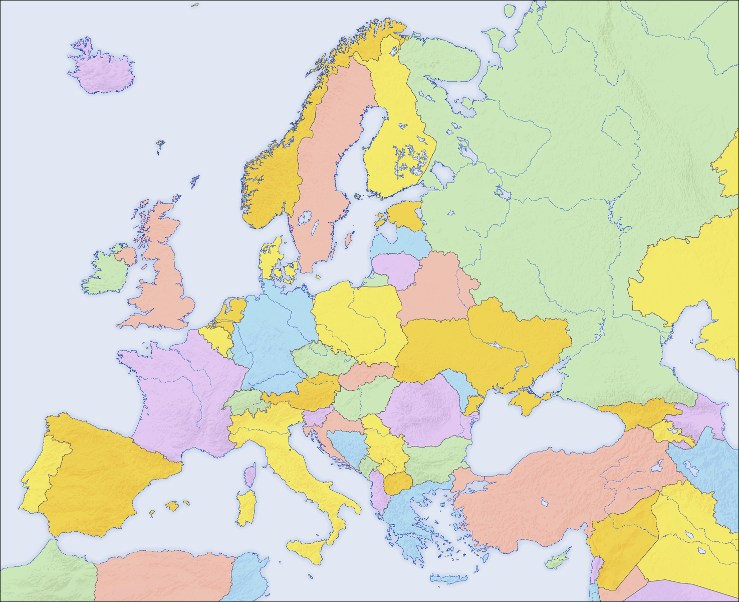 Europe political countries map