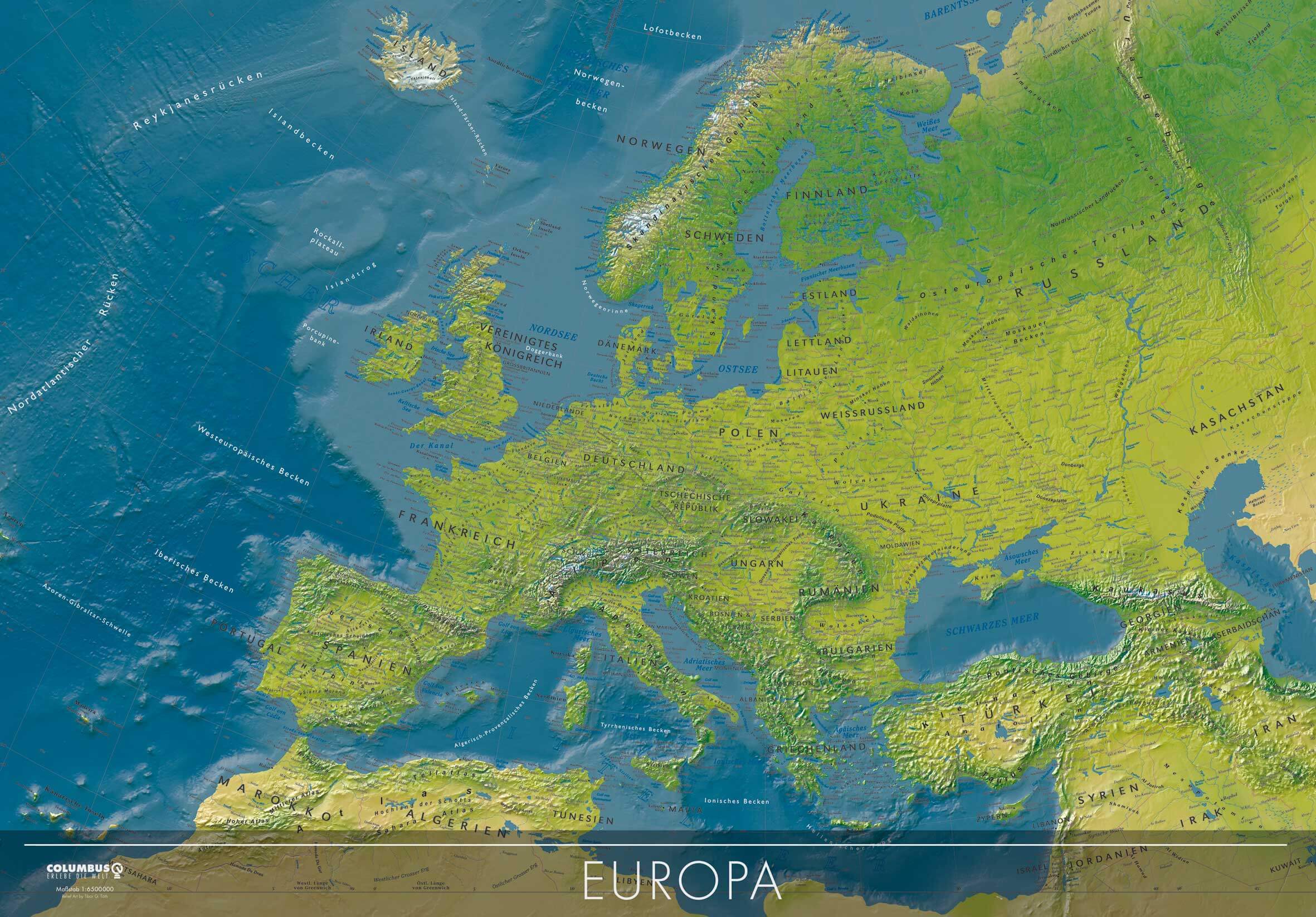 Europe satellite terrain map