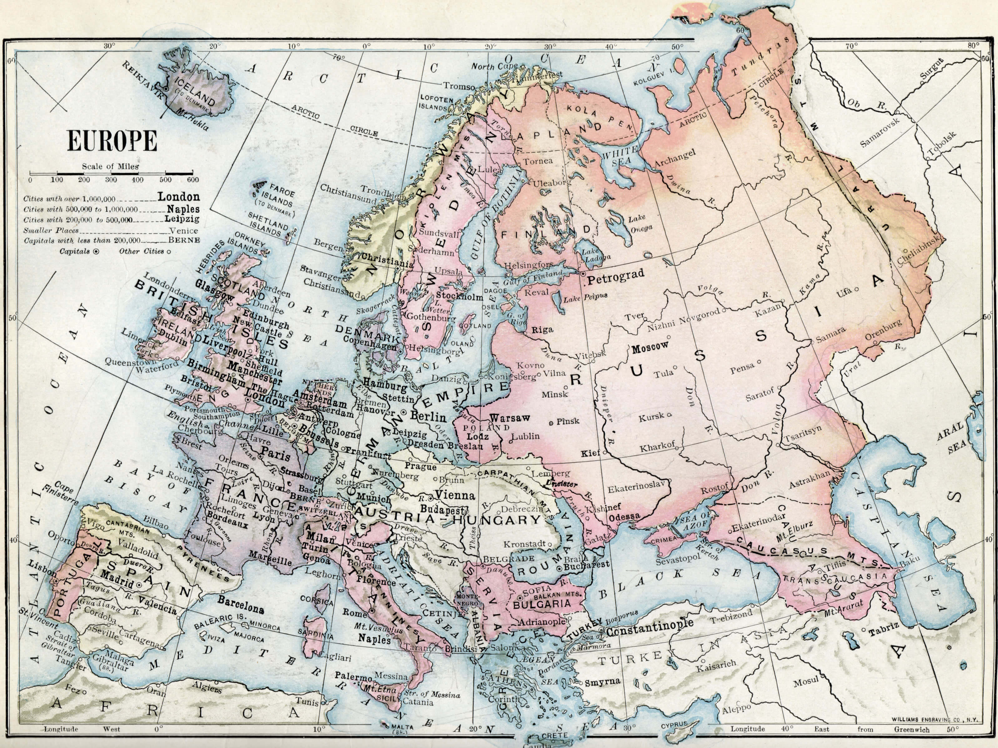 Europe historical political map 1916
